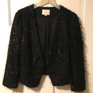 Loft cropped jacket with sequins and fringe